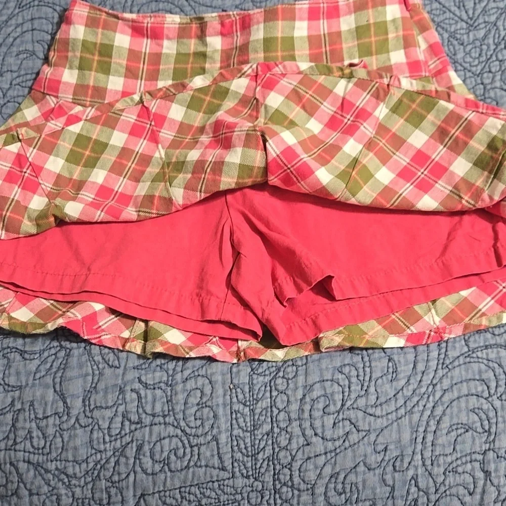 Gymboree Girls Plaid Pink & Green Skirt with Bow Accent Size 4